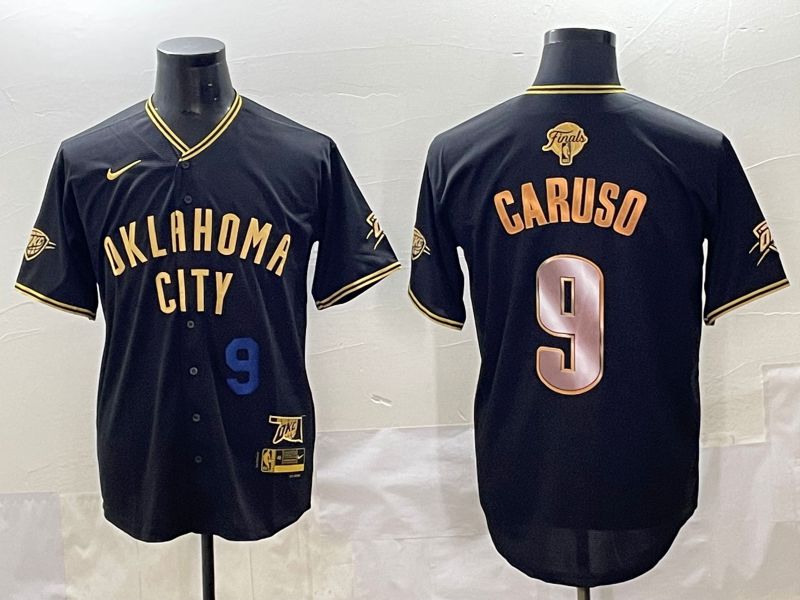 Men 2025 Oklahoma City Thunder #9 Caruso Black Gold Nike Joint Name NBA Jersey style 23->oklahoma city thunder->NBA Jersey